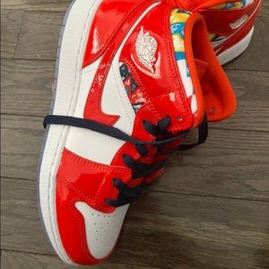 Jordan 1 Mid-Barcelona Sweater Red Patent